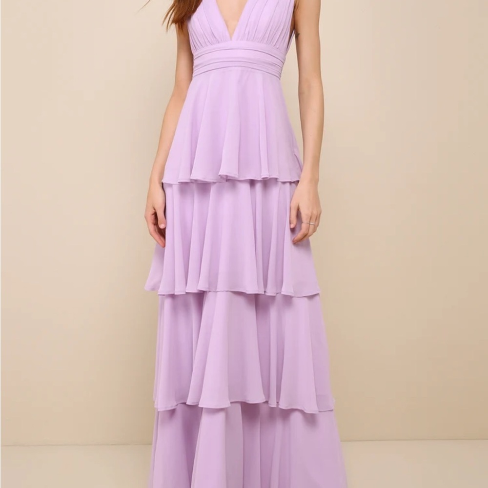 Lulus Amazing Evening Lavender Tiered Maxi Dress
